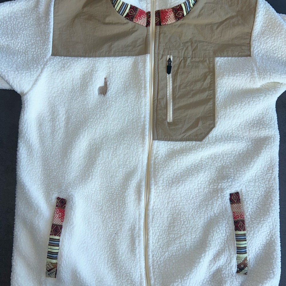 Cozy Fleece Jacket - Cream and Tan